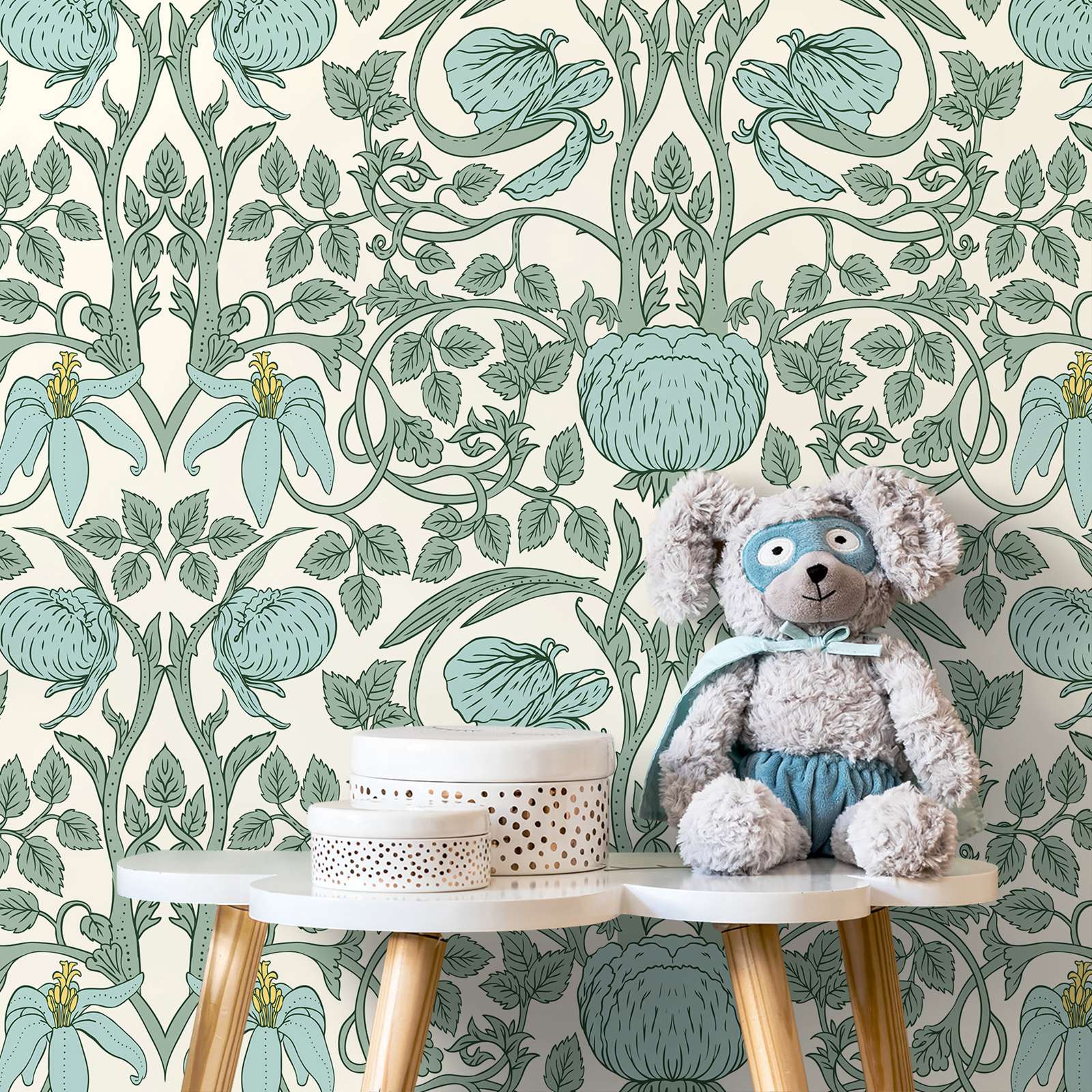 Herbal Wallpaper - Pastel Art Nouveau behang, schil en