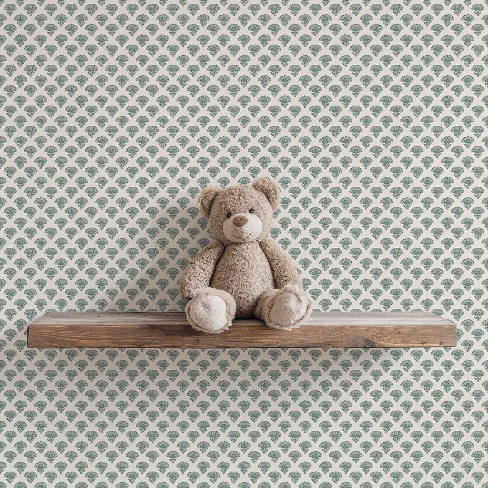 Herbal Wallpaper - Boerderijhuisje behang, afpelbaar en plakbaar, groene