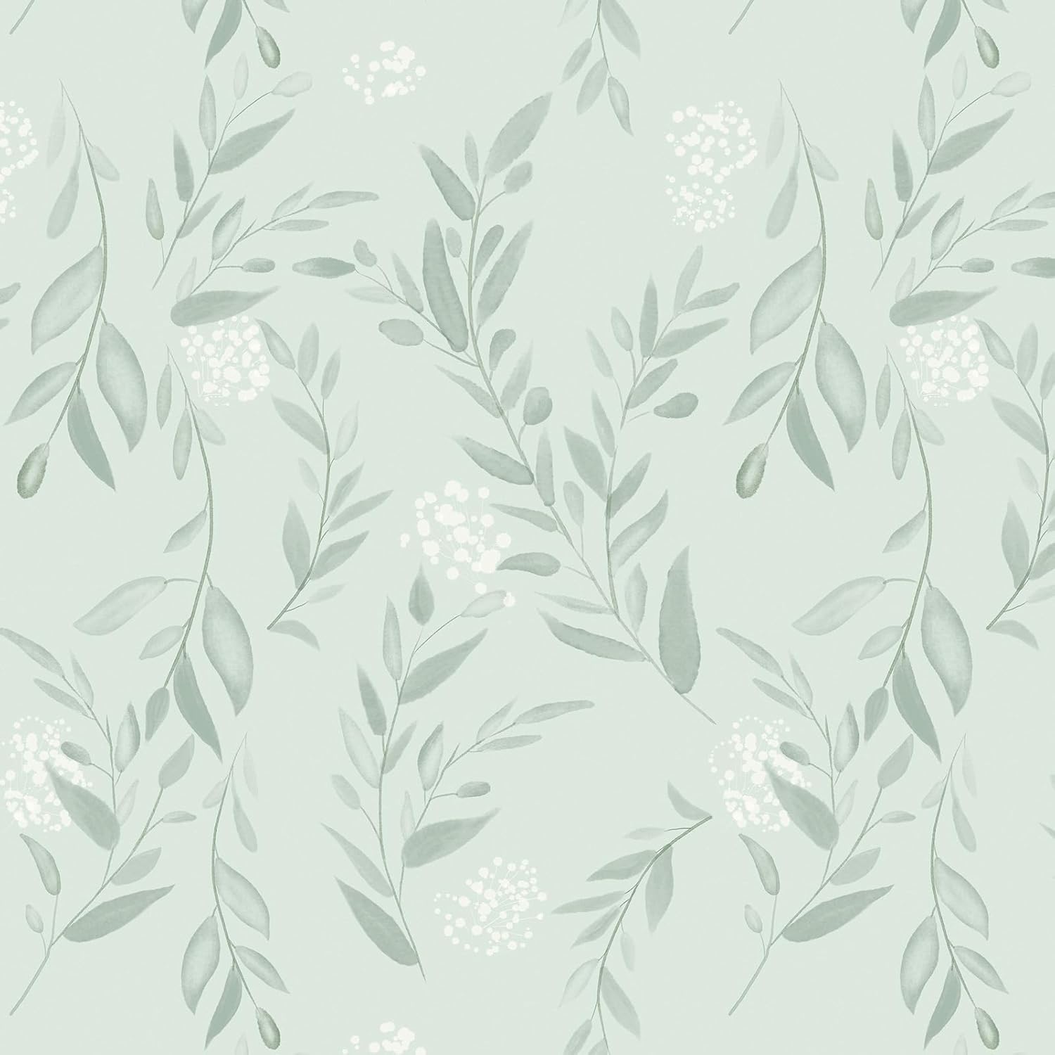 Herbal Wallpaper - Saliegroen blad Peel and Stick Wallpaper