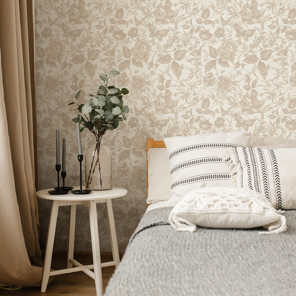 Vintage Rose Flower Wallpaper  - Herbal Wallpaper recensie en prijs