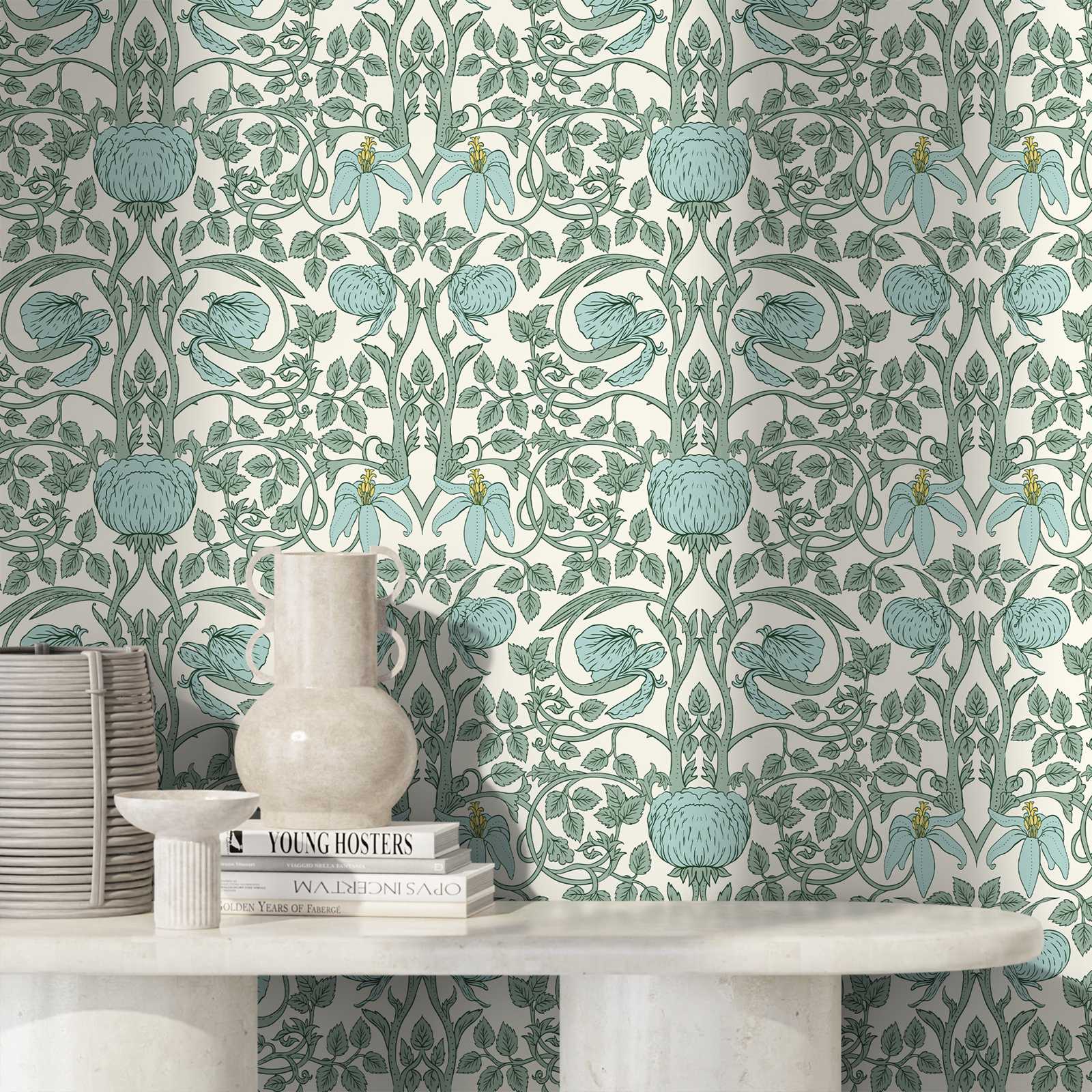 Pastel Art Nouveau behang, sch - Herbal Wallpaper recensie en prijs
