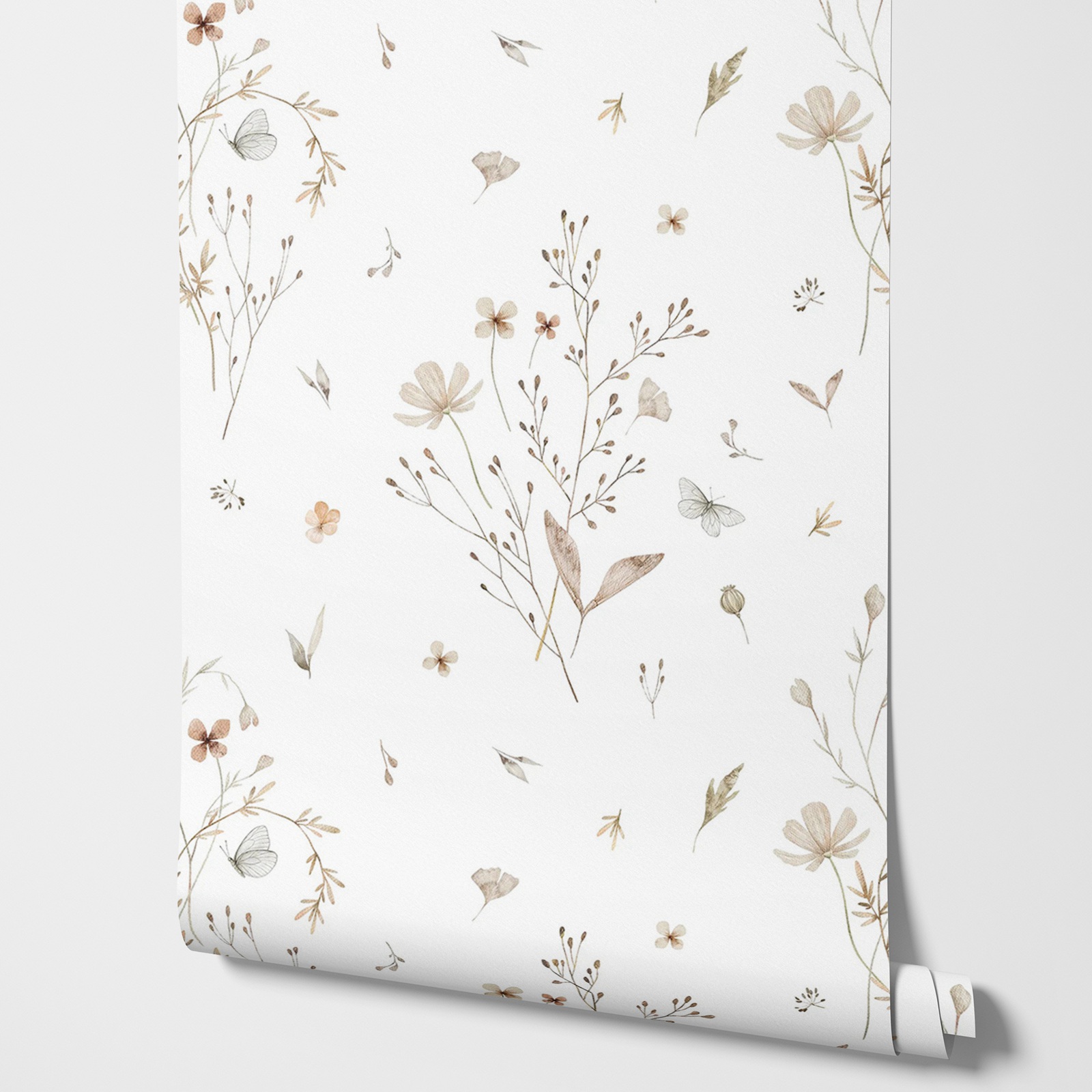 Verse bloemenbehang, neutraal  - Herbal Wallpaper recensie en prijs