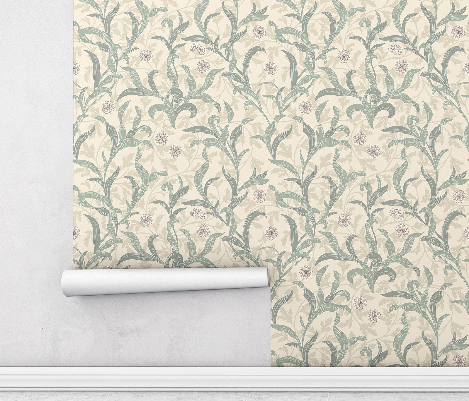 Vintage bloemenblad behang sch - Herbal Wallpaper recensie en prijs