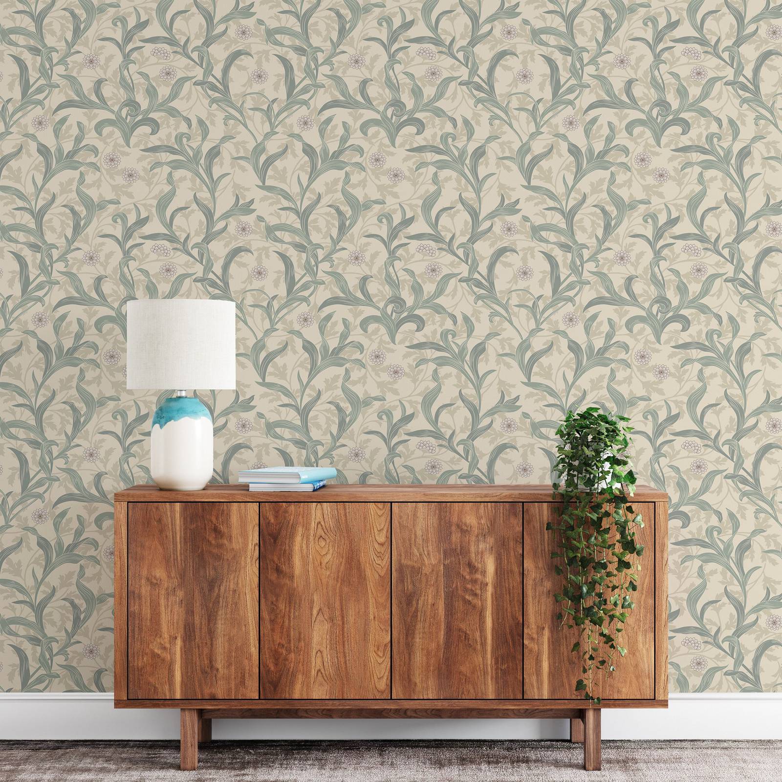 Vintage bloemenblad behang sch - Herbal Wallpaper recensie en prijs