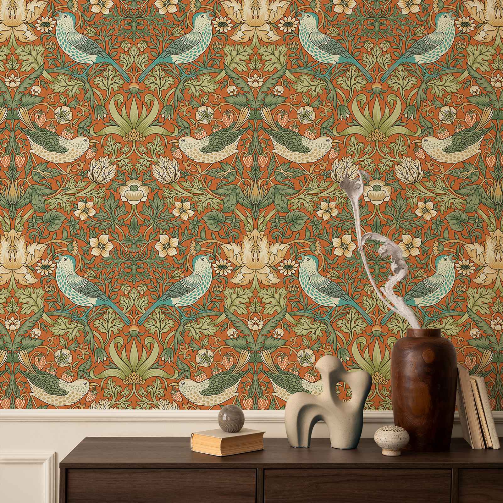 Strawberry Thief Flower Wallpa - Herbal Wallpaper recensie en prijs