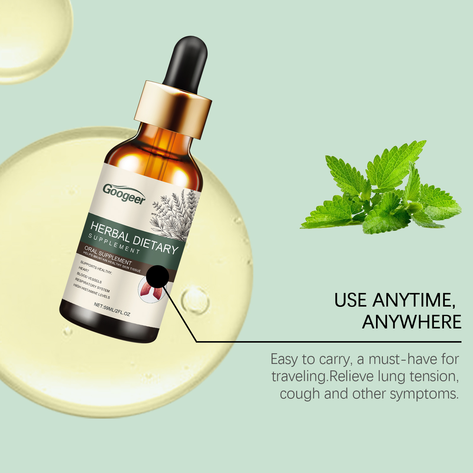 Pepermuntkruidendruppels onder - Herbal Wellness Tincture recensie en prijs